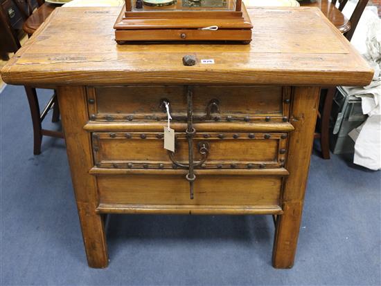 A 19th century Chinese table and a 19th century Chinese chair W.90cm